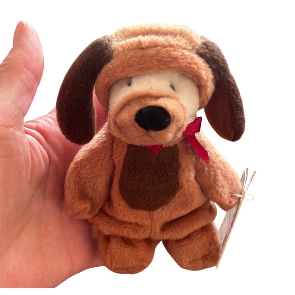 Vintage 90's Ganz Wee Bear Village Paws Plush Hound Dog Puppy Core NWT Old Stock